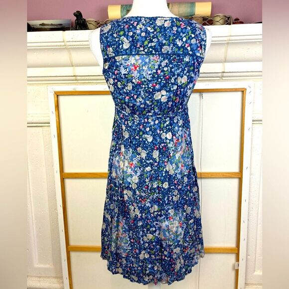 Eddie Bauer Floral Cotton Sundress w/ crossover neckline & drawstring waist big - Picture 3 of 10